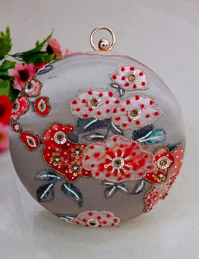 Embroidered Designer Round Printed Wholesale Clutches
